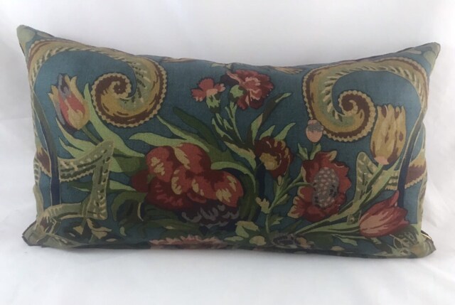 Floral Linen Lumbar Cushion Cover, Velvet Back By Sheila Coombes Design - image 1