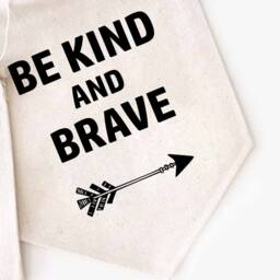Be Kind & Brave-Miniature Banner Wall Hanging -Wall Banner-Canvas Flag-Nursery Decor-Gifts For Her - Stocking Stuffers-Encouraging Gifts - thumbnail 2