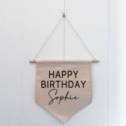 Happy Birthday Banner Flag, Personalised Birthday Decor, Wall Decor - thumbnail 2