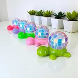 Iridescent Turtle Disco Ball Handmade Resin Sculpture, Custom Color - thumbnail 3