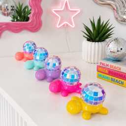 Iridescent Turtle Disco Ball Handmade Resin Sculpture, Custom Color - thumbnail 4