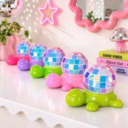 Iridescent Turtle Disco Ball Handmade Resin Sculpture, Custom Color - thumbnail 3