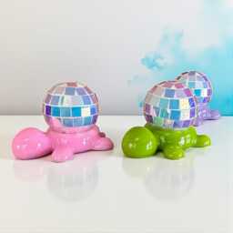 Iridescent Turtle Disco Ball Handmade Resin Sculpture, Custom Color - thumbnail 2