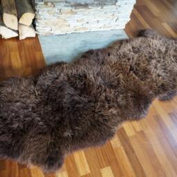 "Giant Sheepskin Double X Brown Throw Genuine Leather Sheep Skin 79"" X 30" - thumbnail 3
