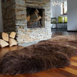 "Giant Sheepskin Double X Brown Throw Genuine Leather Sheep Skin 79"" X 30" - thumbnail 2
