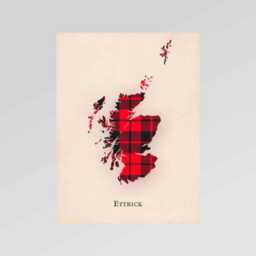 Clan Ettrick Scottish Tartan Map - Of Scotland Family Wall Decor, Ready To Hang - thumbnail 2