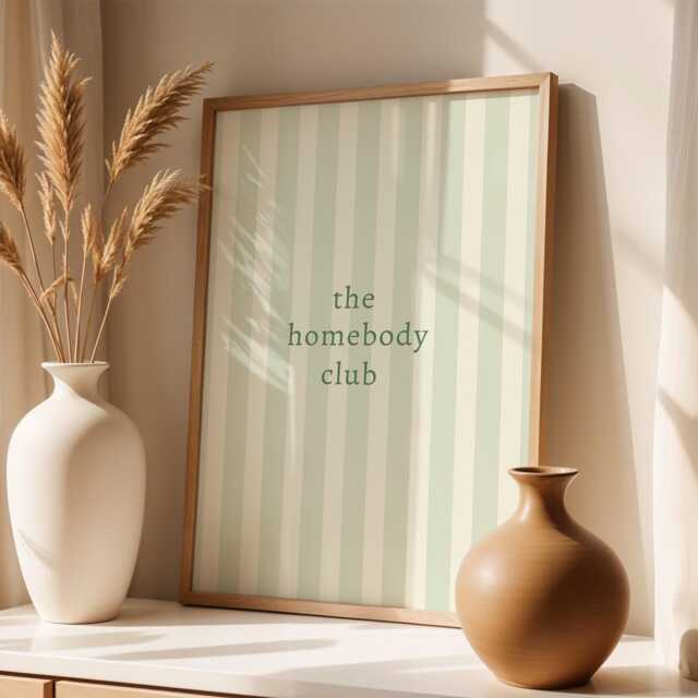 The Homebody Club, Green Stripe Decor, Kitchen Print, Trendy Aesthetic Home Minimalist Wall Art - image 1