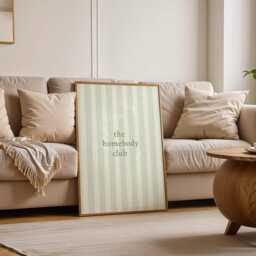 The Homebody Club, Green Stripe Decor, Kitchen Print, Trendy Aesthetic Home Minimalist Wall Art - thumbnail 2