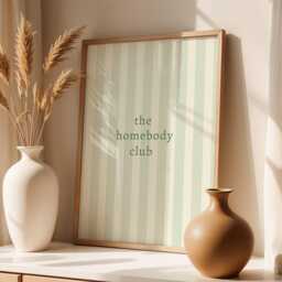 The Homebody Club, Green Stripe Decor, Kitchen Print, Trendy Aesthetic Home Minimalist Wall Art - thumbnail 1