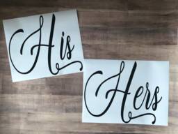 His & Hers Wall Decal Set/Bedroom Decal/Bathroom Decals/Door Decor/Custom Living Room/Anniversaty Gift/Couples Gift - thumbnail 1