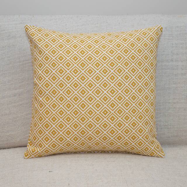 Contemporary Geometric Ikat Cushion in Ochre Yellow. Double Sided. 17x17 - image 1