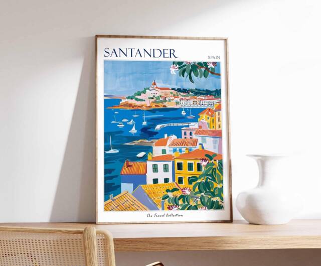 Santander Spain Travel Poster Coastal Wall Art - image 1