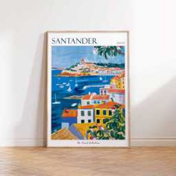 Santander Spain Travel Poster Coastal Wall Art - thumbnail 3