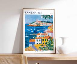 Santander Spain Travel Poster Coastal Wall Art - thumbnail 1
