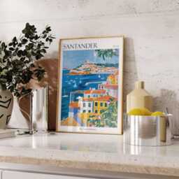 Santander Spain Travel Poster Coastal Wall Art - thumbnail 2