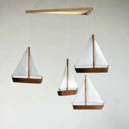 Sailing Boat Baby Mobile Handmade Ocean Nursery Decor, Shower Gift - thumbnail 2
