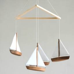Sailing Boat Baby Mobile Handmade Ocean Nursery Decor, Shower Gift - thumbnail 3