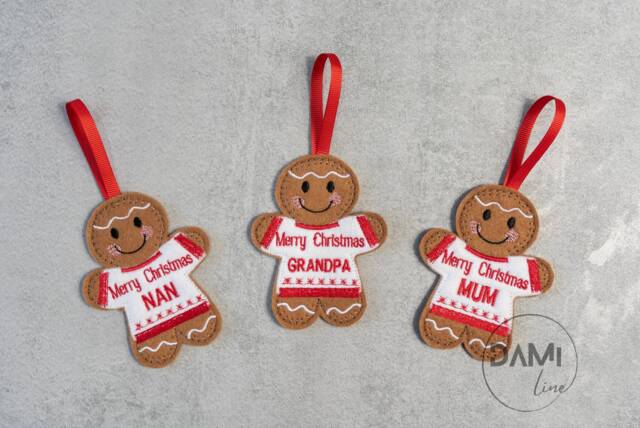 Christmas Jumper Gingerbread Man Decoration, Hanging Tree Ornament, Grandad & Grandma Gift - image 1