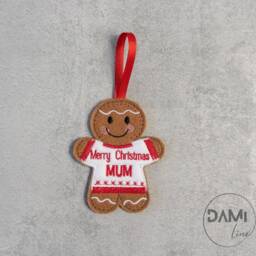 Christmas Jumper Gingerbread Man Decoration, Hanging Tree Ornament, Grandad & Grandma Gift - thumbnail 3