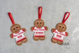 Christmas Jumper Gingerbread Man Decoration, Hanging Tree Ornament, Grandad & Grandma Gift - thumbnail 1