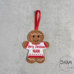 Christmas Jumper Gingerbread Man Decoration, Hanging Tree Ornament, Grandad & Grandma Gift - thumbnail 2