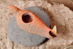 Made in Israel Vintage Bird Oil Lamp, Pottery Oil Candle, Ceramic Olive Kerosene Jerusalem, Gifts - thumbnail 1