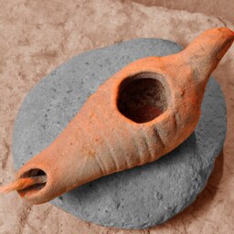 Made in Israel Vintage Bird Oil Lamp, Pottery Oil Candle, Ceramic Olive Kerosene Jerusalem, Gifts - thumbnail 2