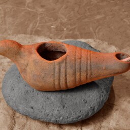 Made in Israel Vintage Bird Oil Lamp, Pottery Oil Candle, Ceramic Olive Kerosene Jerusalem, Gifts - thumbnail 3