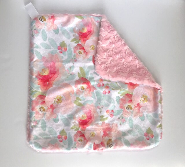 Floral Lovey, Security Blanket, New Mom, Newborn Gift, Baby Girl Nursery, Room, Gift, Pink Flower Blanket - image 1