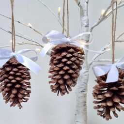 Set Of 3 Christmas Tree Decorations/Pine Cone Neutral Christmas Blush Ornaments Eco Friendly - thumbnail 4