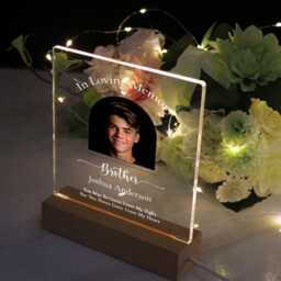 Personalised Photo in Heart Frame Memorial Lamp Night Light Condolence Sympathy Gift - thumbnail 2