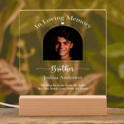 Personalised Photo in Heart Frame Memorial Lamp Night Light Condolence Sympathy Gift - thumbnail 3