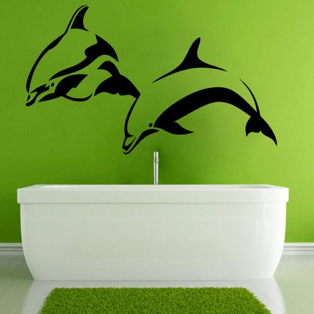 Wall Decals Ocean Sea Animals Dolphins Jumping Bathroom Interior Design Home Vinyl Decal Sticker Kids Nursery Baby Room Decor M84 - image 1