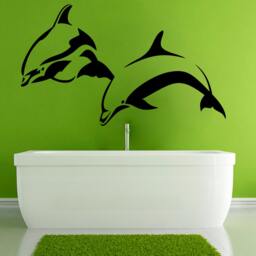 Wall Decals Ocean Sea Animals Dolphins Jumping Bathroom Interior Design Home Vinyl Decal Sticker Kids Nursery Baby Room Decor M84 - thumbnail 1