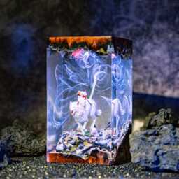 Princess & Wolf Forest Spirit Lamp, Resin Night Light, Fantasy Anime Girl Decor, Epoxy Lamp For Her, Magical Creature Scene, Table - thumbnail 3
