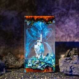 Princess & Wolf Forest Spirit Lamp, Resin Night Light, Fantasy Anime Girl Decor, Epoxy Lamp For Her, Magical Creature Scene, Table - thumbnail 2