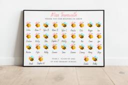 Personalised Teacher End Of Year Thank You Gift - Bee Class Names Wall Print Pupil Leaving Teaching Assistant Keepsake - thumbnail 1