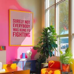 Kung Fu Fighting Pink Print Funny Quote Wall Decor - thumbnail 2