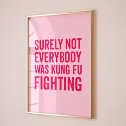 Kung Fu Fighting Pink Print Funny Quote Wall Decor - thumbnail 3