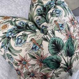 Mirabell Cushion Cover Sanderson Fabric Botanical Dragonfly Pillow Arts & Crafts Style Handmade in UK - thumbnail 2