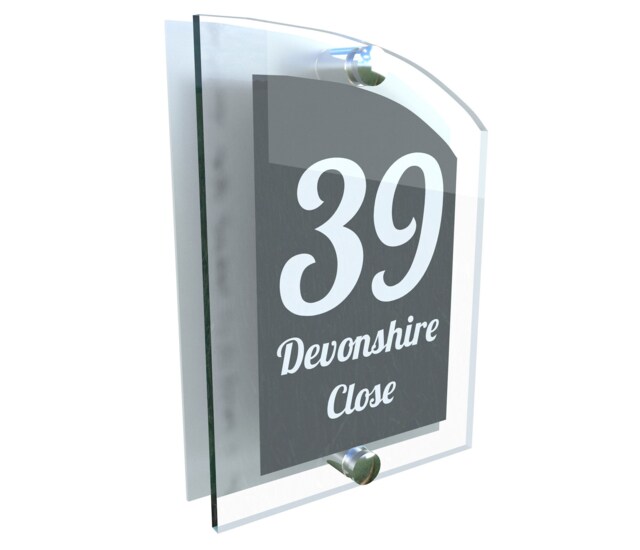 Acrylic & Aluminium Personalised Wall Plaque House Number - Arca5-1Wa-S-C - image 1