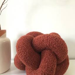 Terracotta Boucle Ball Pillow, Scandinavian Knot Cushion, Knot Cute Textured Throw Pillow - thumbnail 2