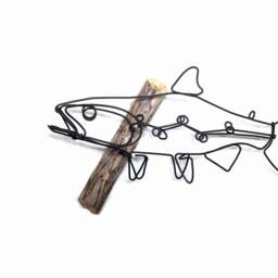 Trout Wall Art, Left-Facing Wire Sculpture, Gift For Your Fly Fisher - thumbnail 2