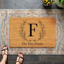 Botanical Branch Initial Letter - Monogram Coir Doormat - Personalised Welcome Mat Wedding Gift - thumbnail 3