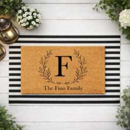 Botanical Branch Initial Letter - Monogram Coir Doormat - Personalised Welcome Mat Wedding Gift - thumbnail 4