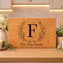 Botanical Branch Initial Letter - Monogram Coir Doormat - Personalised Welcome Mat Wedding Gift - thumbnail 2
