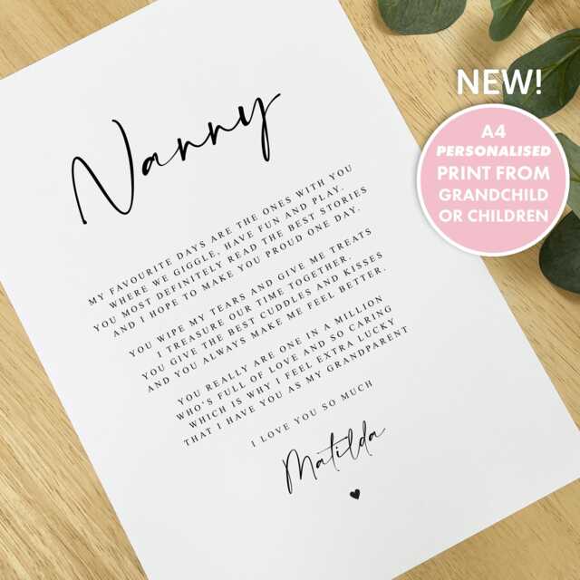 Personalised Nanny Nannie Poem A4 A5 Print, Gift, Grandparent Poem, Christmas Gift To From Grandchild Grandchildren - image 1