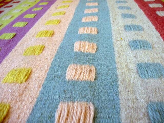 Hand Woven Wool Rug Pastel Squares. Made Area in Gentle Pastel Colors - image 1