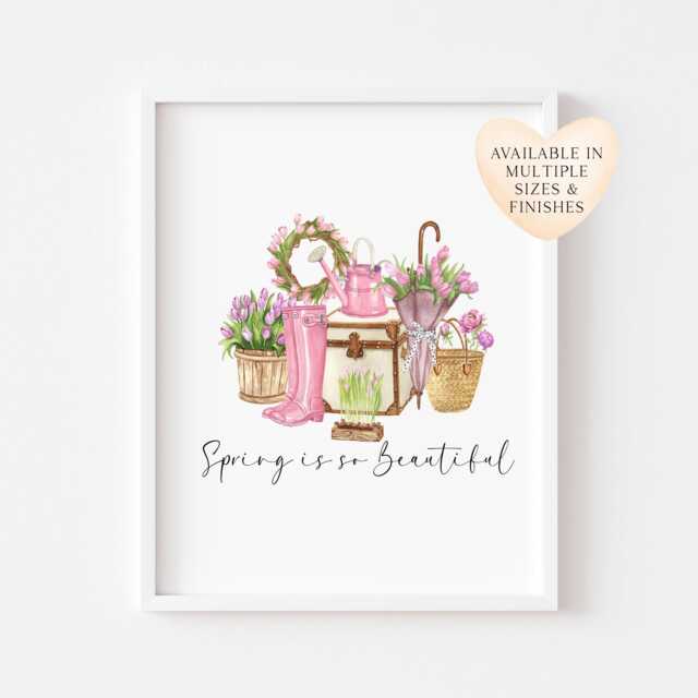 Pink Floral Spring Watercolour Home Decor Unframed Wall Art Poster Print - image 1