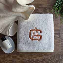 Personalized Egyptian Cotton Bathroom Towels, Custom Embroidered Luxury Heavyweight Italian Terry 665 Gsm - thumbnail 2